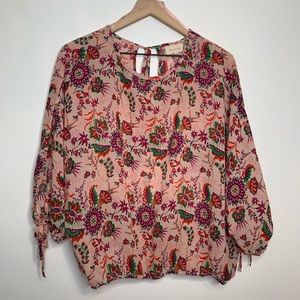 Mello Day Long Sleeve Floral Split Sleeve Blouse